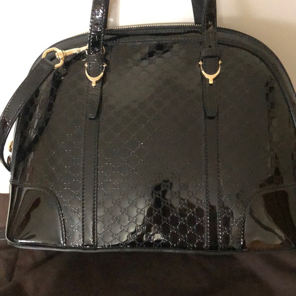 Gucci Black Patent Leather Dome Handbag - Picture 3 of 7